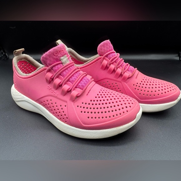 CROCS Pink Sneakers Lightweight Breathable Design - Picture 1 of 13